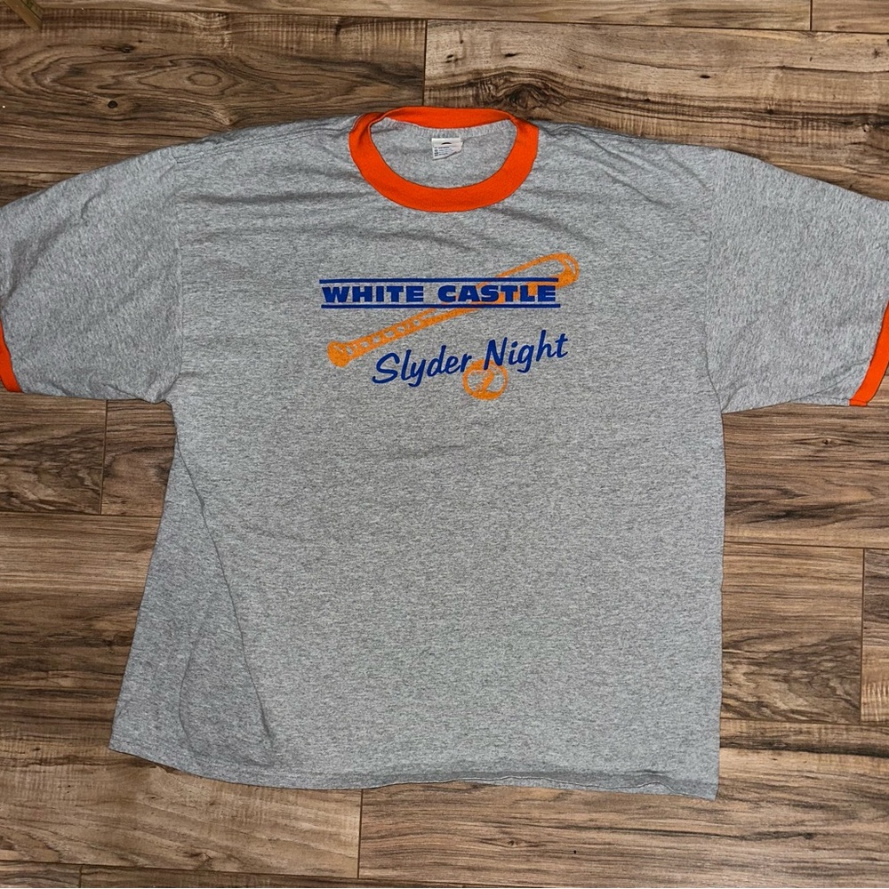 Vintage White Castle Gray and Orange Men's Ringer Shirt
